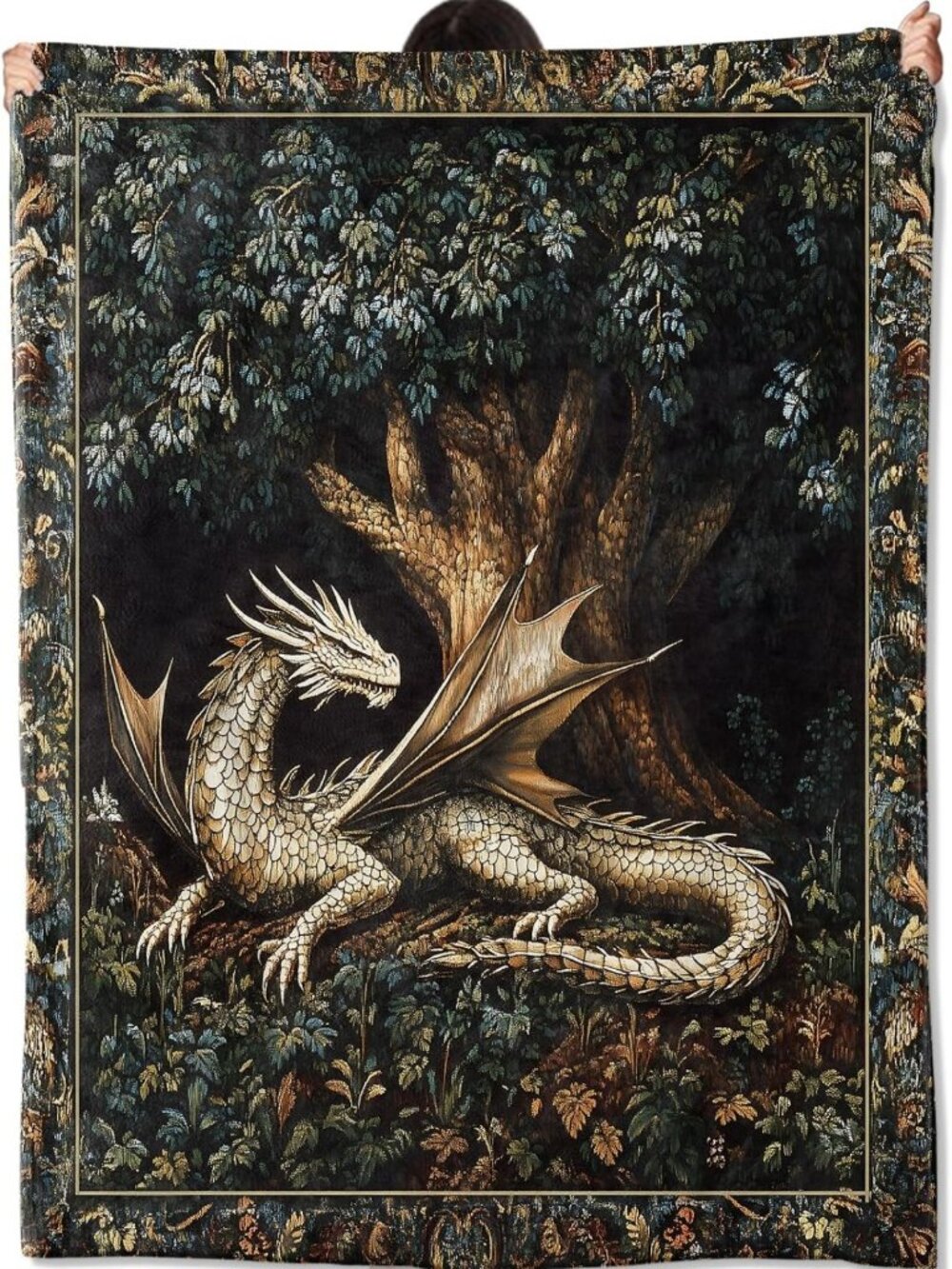 Cozy Tree of Life Dragon Throw Blanket for Home Decor, Soft Lightweight 60x80in